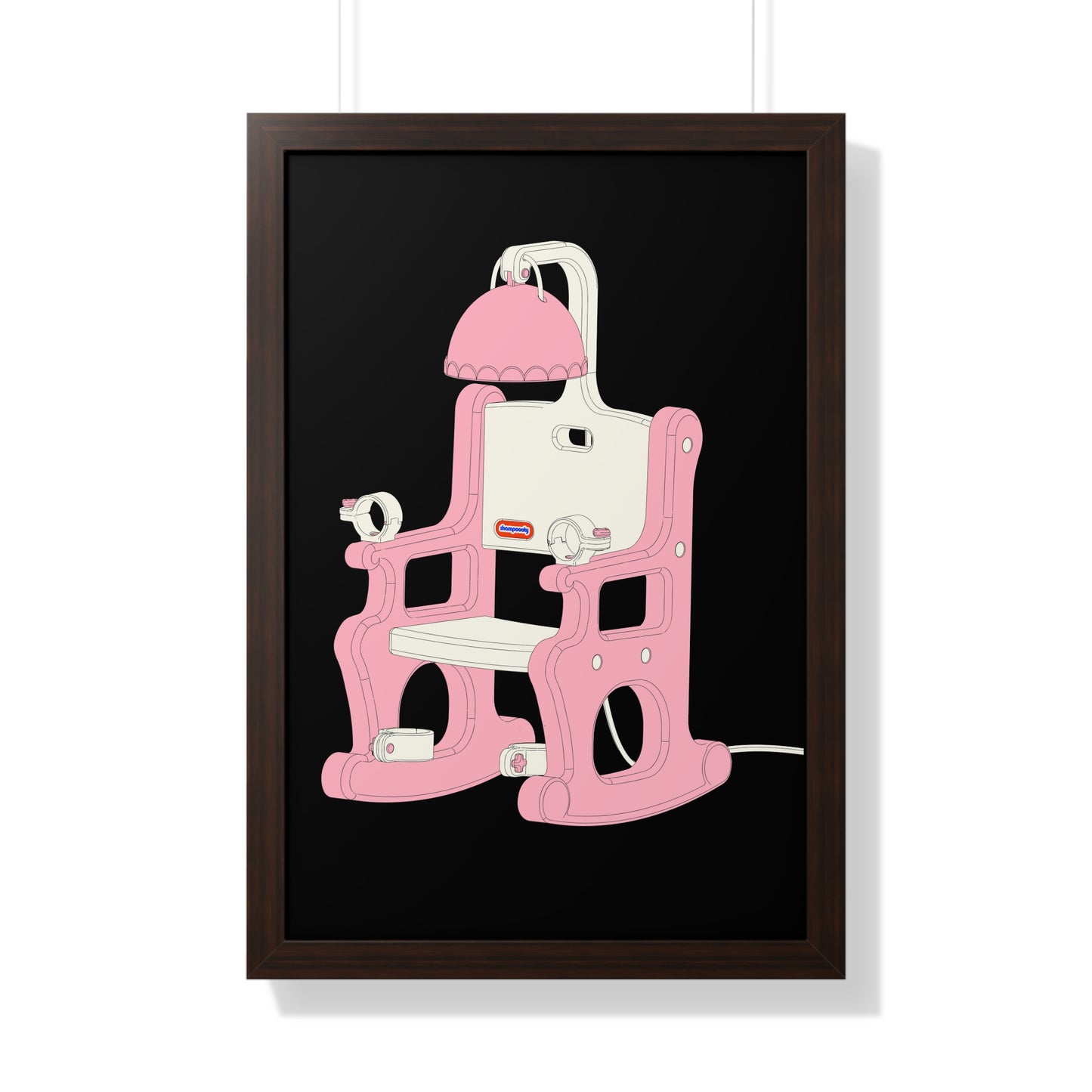 Electric Chair Illustration Framed Print (Black)