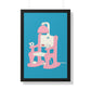 Electric Chair Illustrated Framed Print (Blue)