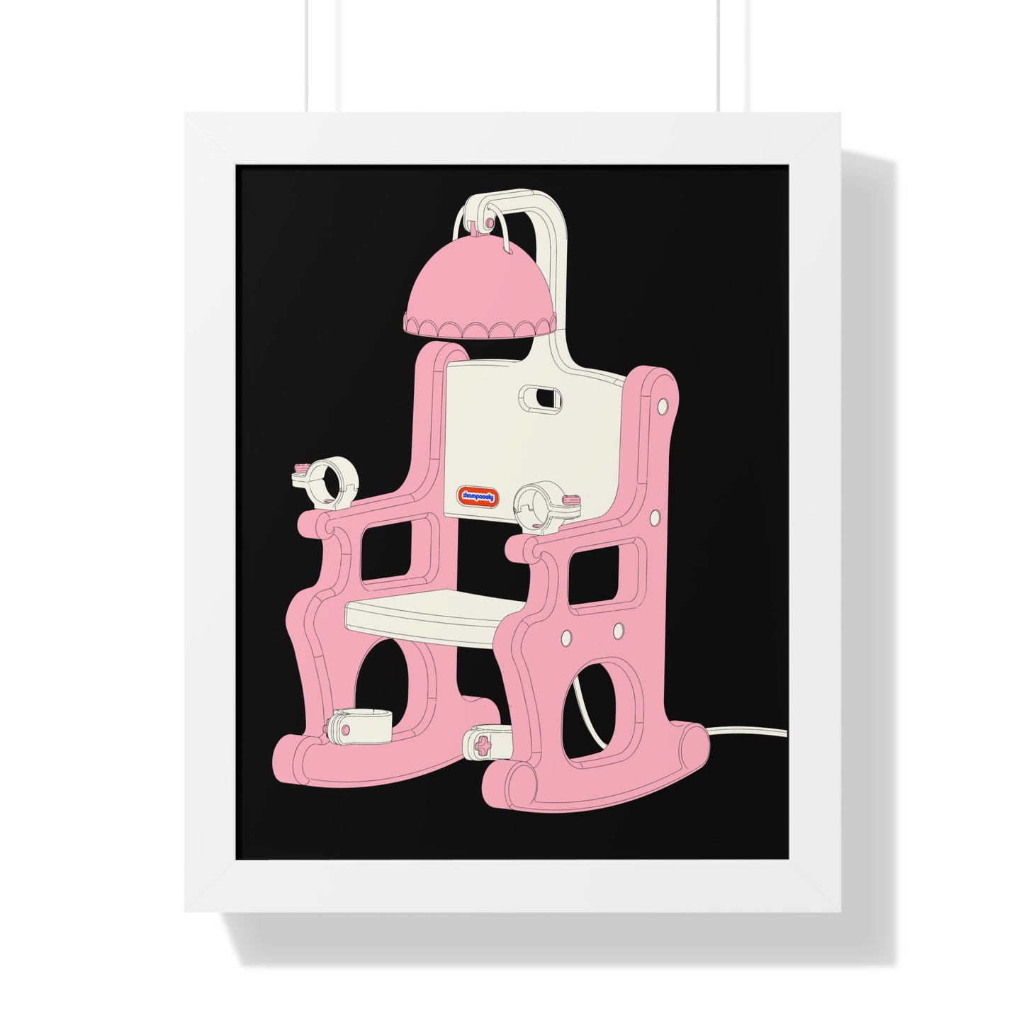 Electric Chair Illustration Framed Print (Black)