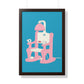 Electric Chair Illustrated Framed Print (Blue)