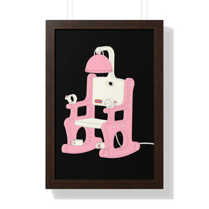 Electric Chair Illustration Framed Print (Black)