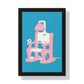 Electric Chair Illustrated Framed Print (Blue)